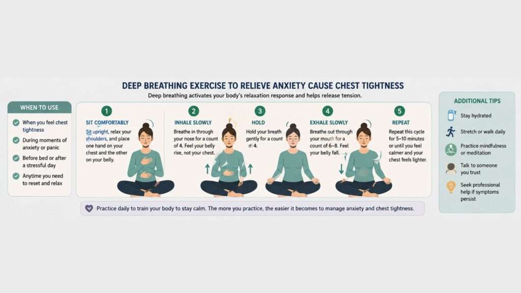 Deep breathing exercise to relieve Anxiety Cause Chest Tigtmess